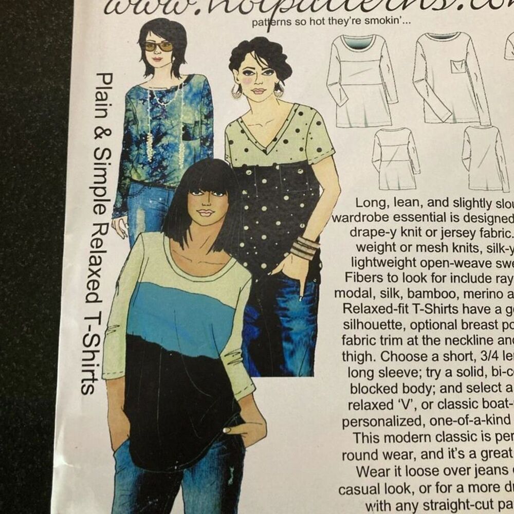 Vintage HotPatterns HP-1113 Plain & Simple Relaxed T-Shirt Original Uncut Sealed
